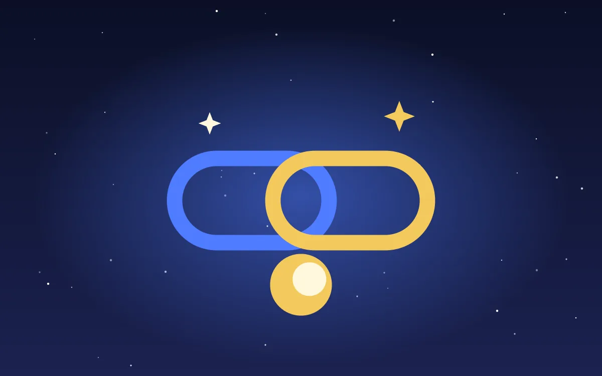 Illustration of two linked chain rings and a gold coin, for the affiliate program guide
