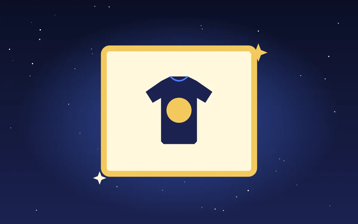 Illustration of a framed picture showing a dark t-shirt, for the Canva mockups guide